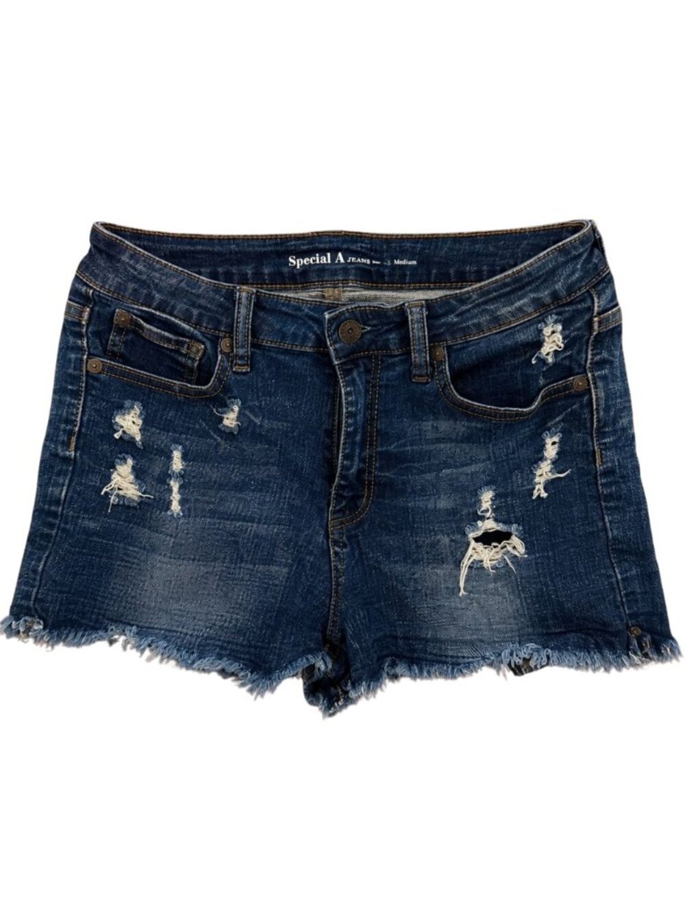 Special A Distressed Denim Cutoff Shorts Raw Hem Stretch Jean Shorts M